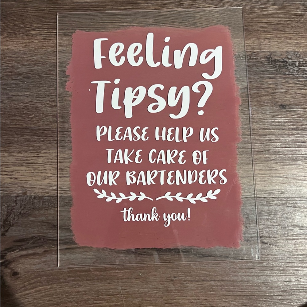 Wedding Bar Tender Tip Sign
